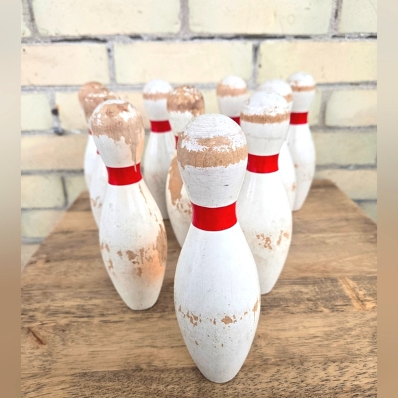 Vintage Wooden Bowling Pins - Picture 1 of 8